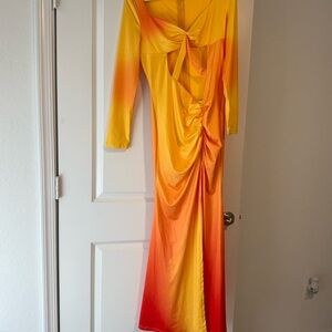Vibrant Ombre Long Sleeve Dress